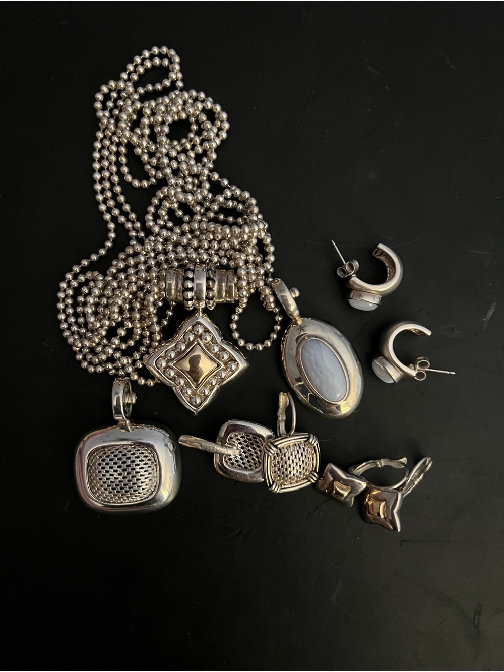ESPO Sterling Bundle of Interchangeable Pendants, Matching Earrings and Chain